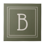 Carreau Monogramme Moderne Initiale Vert Mousse & Blanc Ca (Devant)