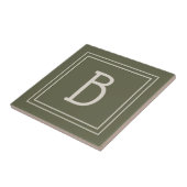 Carreau Monogramme Moderne Initiale Vert Mousse & Blanc Ca (Côté)
