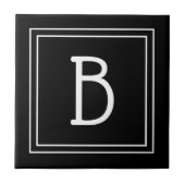 Carreau Monogramme Moderne Noir & Blanc Initial Simple (Devant)