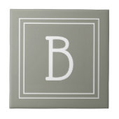 Carreau Monogramme moderne Sage initial Vert Blanc Simple (Devant)