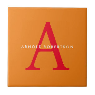 Carreau Monogramme moderne tendance orange rouge