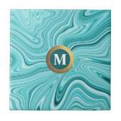 Carreau monogramme moderne turquoise agate (Devant)
