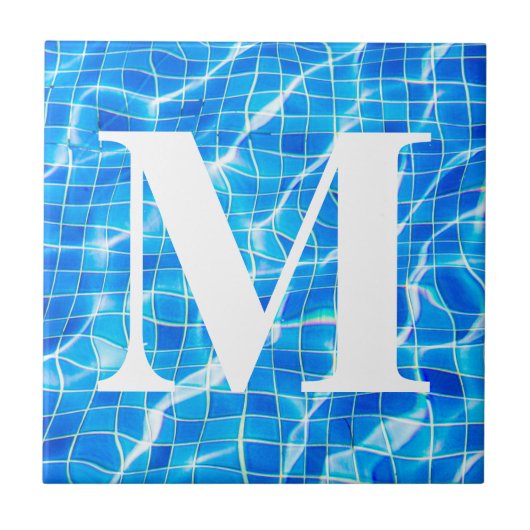 Carreau Monogramme Monogramme Piscine Bleue Aquatique (Devant)