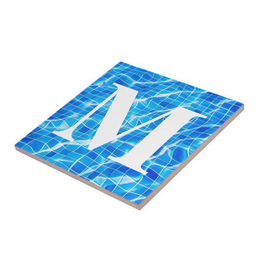 Carreau Monogramme Monogramme Piscine Bleue Aquatique (Côté)