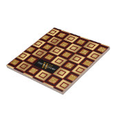 Carreau Monogramme Motif en carton rouge, noir et or (Côté)