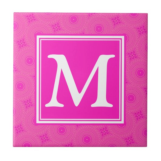Carreau Monogramme motif rose chaud cercles (Devant)