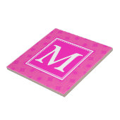 Carreau Monogramme motif rose chaud cercles (Côté)