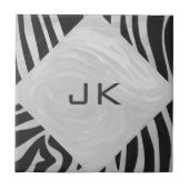 Carreau Monogramme noir et gris clair Zebra (Devant)