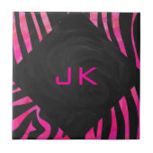 Carreau Monogramme noir et rose chaud Zebra Design (Devant)