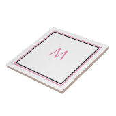 Carreau Monogramme noir rose Nom personnalisé initial Cade (Côté)
