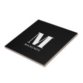 Carreau Monogramme Nom initial Simple Noir et Blanc (Côté)