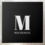Carreau Monogramme Nom initial Simple Noir et Blanc<br><div class="desc">La typographie moderne minimaliste monogramme design de nom initial qui peut être modifié pour personnaliser.</div>