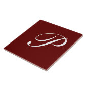 Carreau Monogramme P, blanc sur rouge foncé, (Côté)