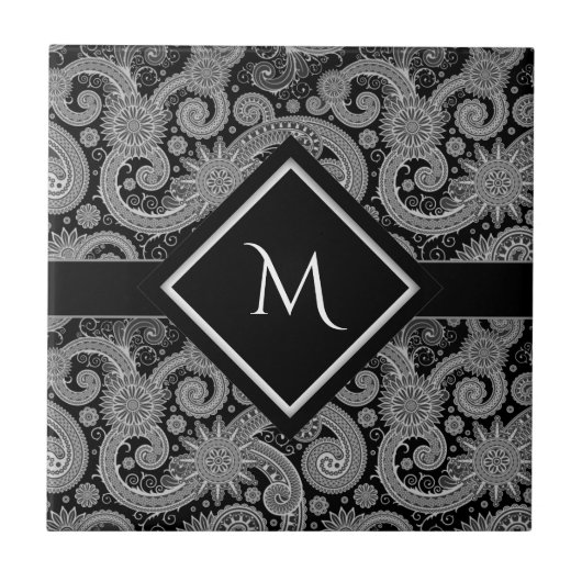 Carreau Monogramme Paisley noir (Devant)