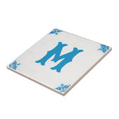 Carreau monogramme personnalisé Carrelage bleu Delft (Côté)