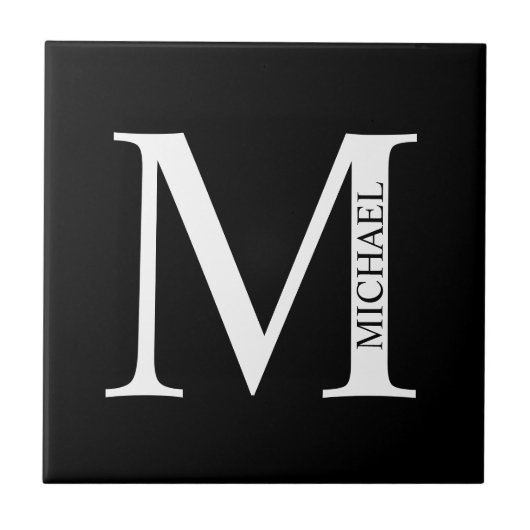 Carreau Monogramme personnalisé et vignette de nom (Devant)