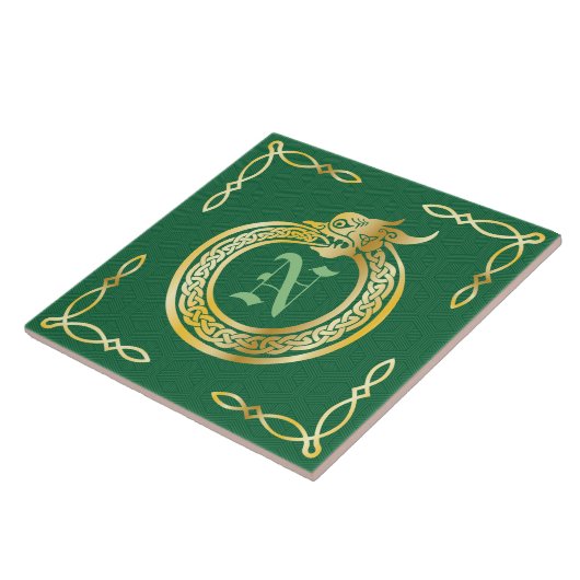 Carreau Monogramme personnalisé Style Celtique Ouroboros (Côté)