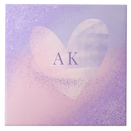 Carreau Monogramme Purple Pink Gradient Coeur (Devant)