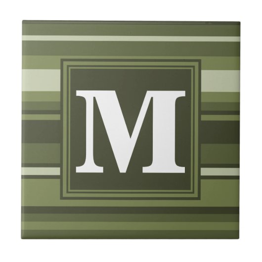 Carreau Monogramme rayures vert olive (Devant)
