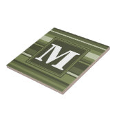 Carreau Monogramme rayures vert olive (Côté)
