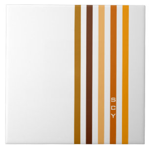 Carreau Monogramme rayures verticales orange marron clair