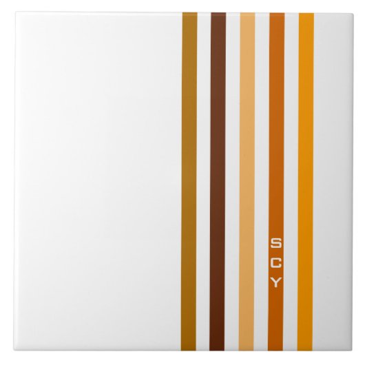 Carreau Monogramme rayures verticales orange marron clair (Devant)