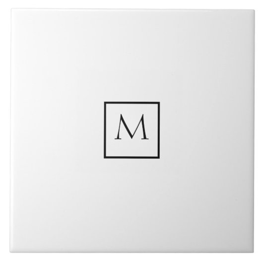 Carreau Monogramme rectangulaire minimaliste monochrome (Devant)
