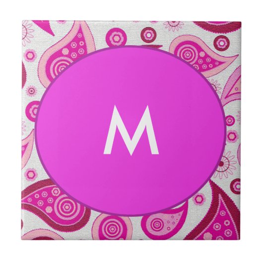 Carreau Monogramme rose et lilas de Paisley (Devant)