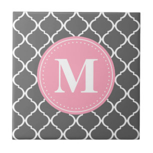 Carreau Monogramme rose gris marocain