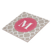 Carreau Monogramme rose Lin Gris Quatrefoil Motif (Côté)