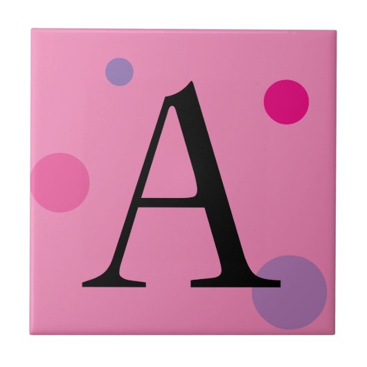 CARREAU MONOGRAMME ROSE POLKA TITRE POT (Devant)