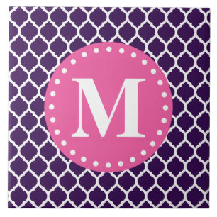Carreau Monogramme rose pourpre en treillis marocain