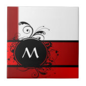Carreau monogramme rouge et blanc (Devant)