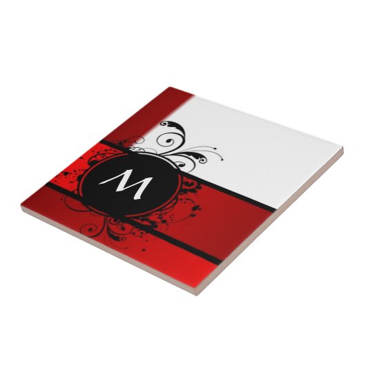 Carreau monogramme rouge et blanc (Côté)