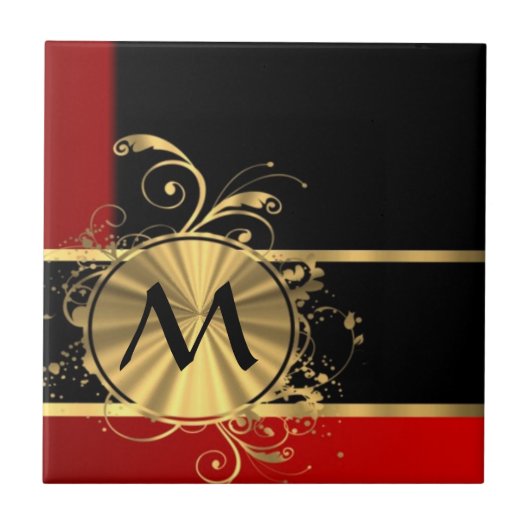 Carreau Monogramme rouge noir et or (Devant)