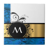 Carreau Monogramme royal bleu et or (Devant)