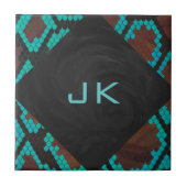 Carreau Monogramme serpent impression Brown et Turquoise (Devant)