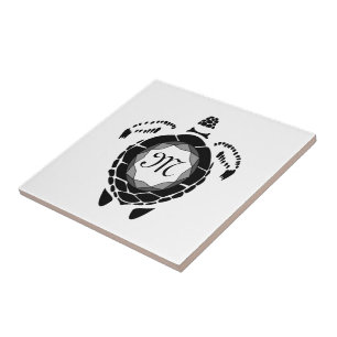 Carreau Monogramme silhouette de la tortue noire Diamant