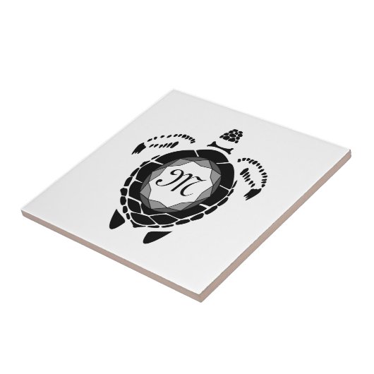 Carreau Monogramme silhouette de la tortue noire Diamant (Côté)