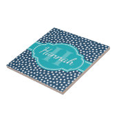 Carreau Monogramme Turquoise de Motif à pointes blanches d (Côté)