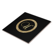 Carreau Monogramme U, or sur fond noir de minuit, (Côté)