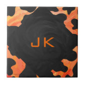 Carreau Monogramme vache noir et orange Impression (Devant)