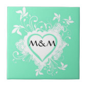 Carreau Monogramme vert et coeur (Devant)