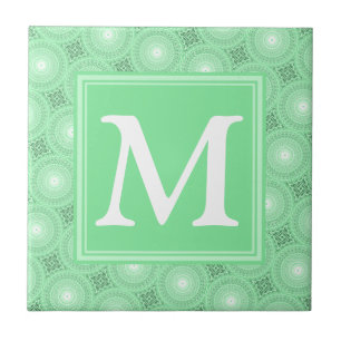 Carreau Monogramme vert ressort cercles motif