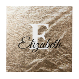 Carreau Monogramme vintage typographie or écroulé papier