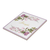 Carreau Monogramme Violet Lilac Rose Fleurs Vintage Élégan (Côté)