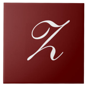 Carreau Monogramme Z initial blanc sur fond rouge foncé