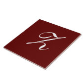 Carreau Monogramme Z initial blanc sur fond rouge foncé (Côté)