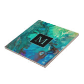 Carreau Monogrammes d'Art Moderne Abstraits ombres de bleu (Côté)