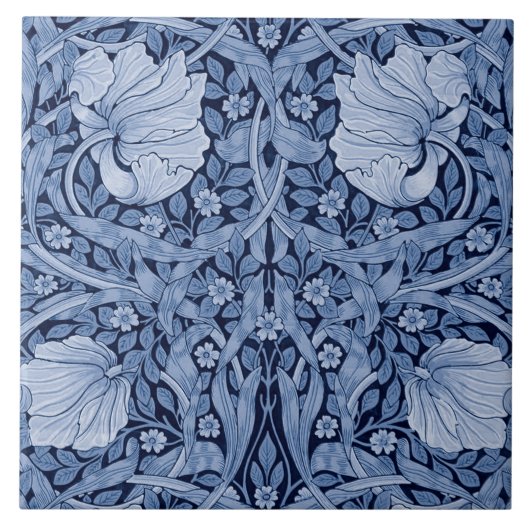 Carreau Monotone bleu Pimpernel, William Morris (Devant)